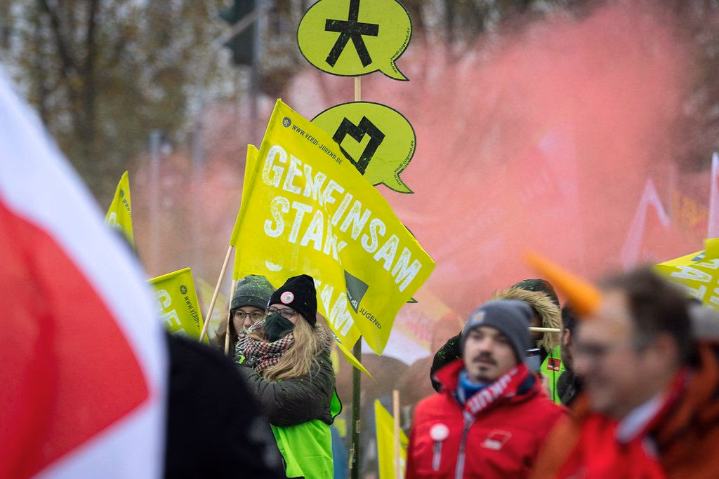 Auf der Demonstration "Nicht mit uns – Wir frieren nicht für eure Profite", Dezember 2022 in Saarbrücken