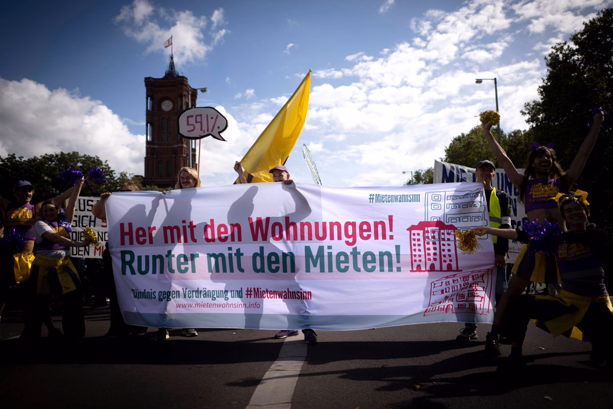 Mietendemo in Berlin, 5. September 2026. Die Umsetzung des Volksentscheids zur Vergesellschaftung war zentrales Wahlkampfthema der Berliner Linken.