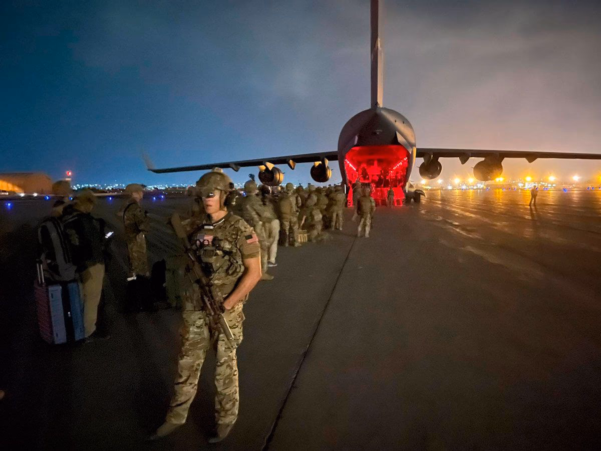 Abzug der US-Armee aus Afghanistan am 31. August 2021 am Flughafen in Kabul.