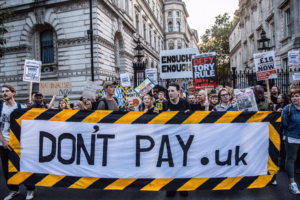 Don't pay-Demonstration am 5. September 2022 in London Foto: © Thabo Jaiyesimi / IMAGO / ZUMA Wire