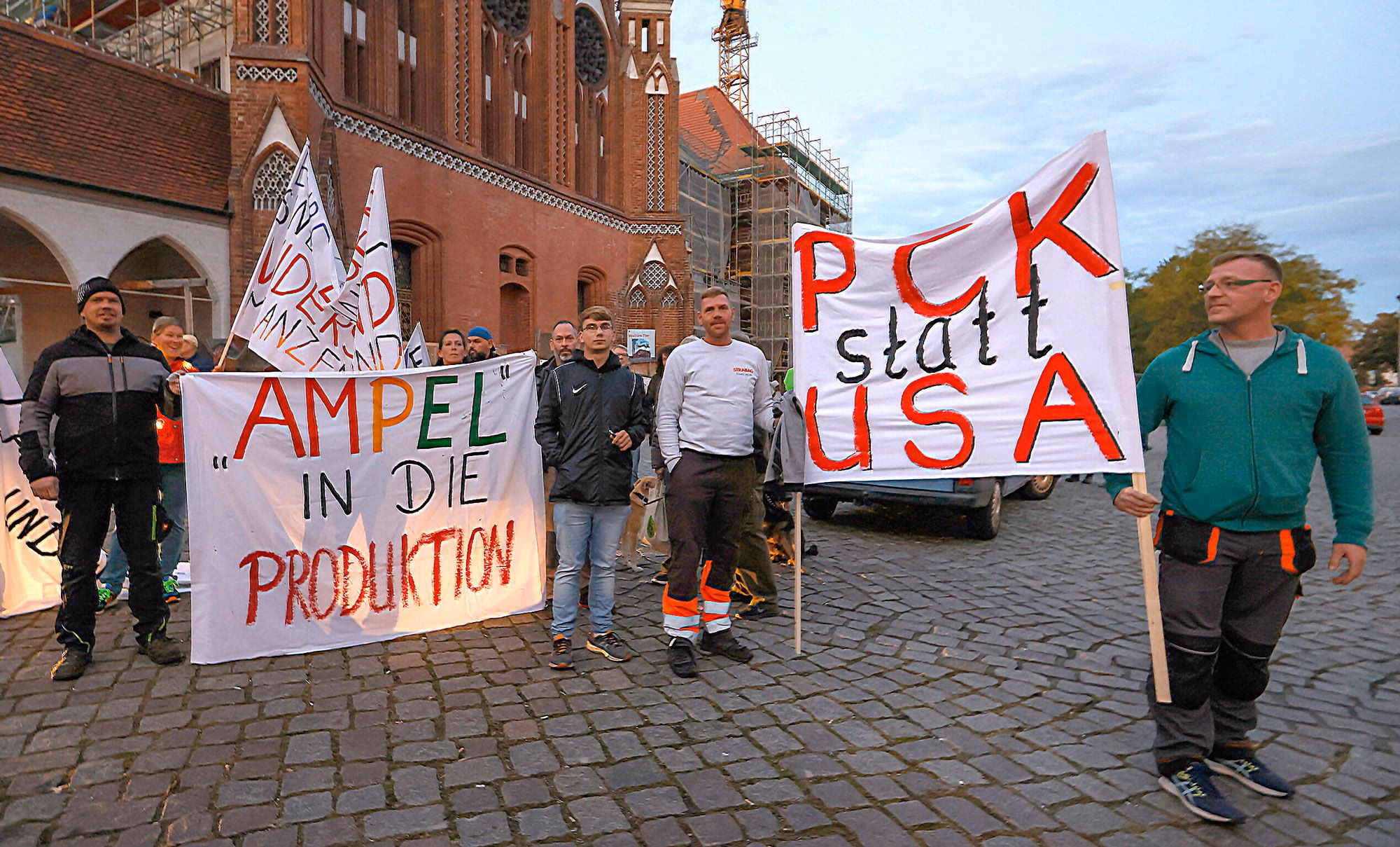 Proteste gegen die Sanktionspolitik der Bundesregierung gegen Rußland, Oktober 2022 in Frankfurt Oder.