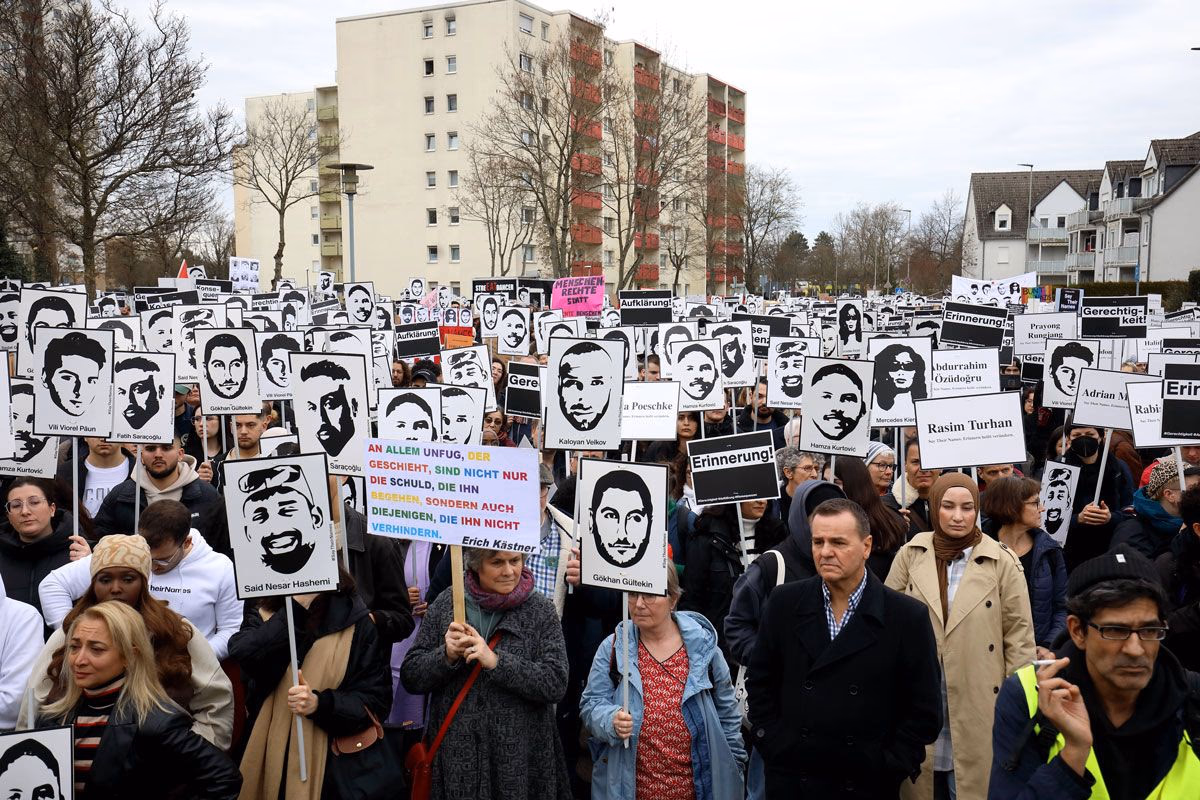 Demo zum Gedenken an die Opfer des rassistischen Terroranschlags in Hanau vor vier Jahren, 17. Februar 2024
