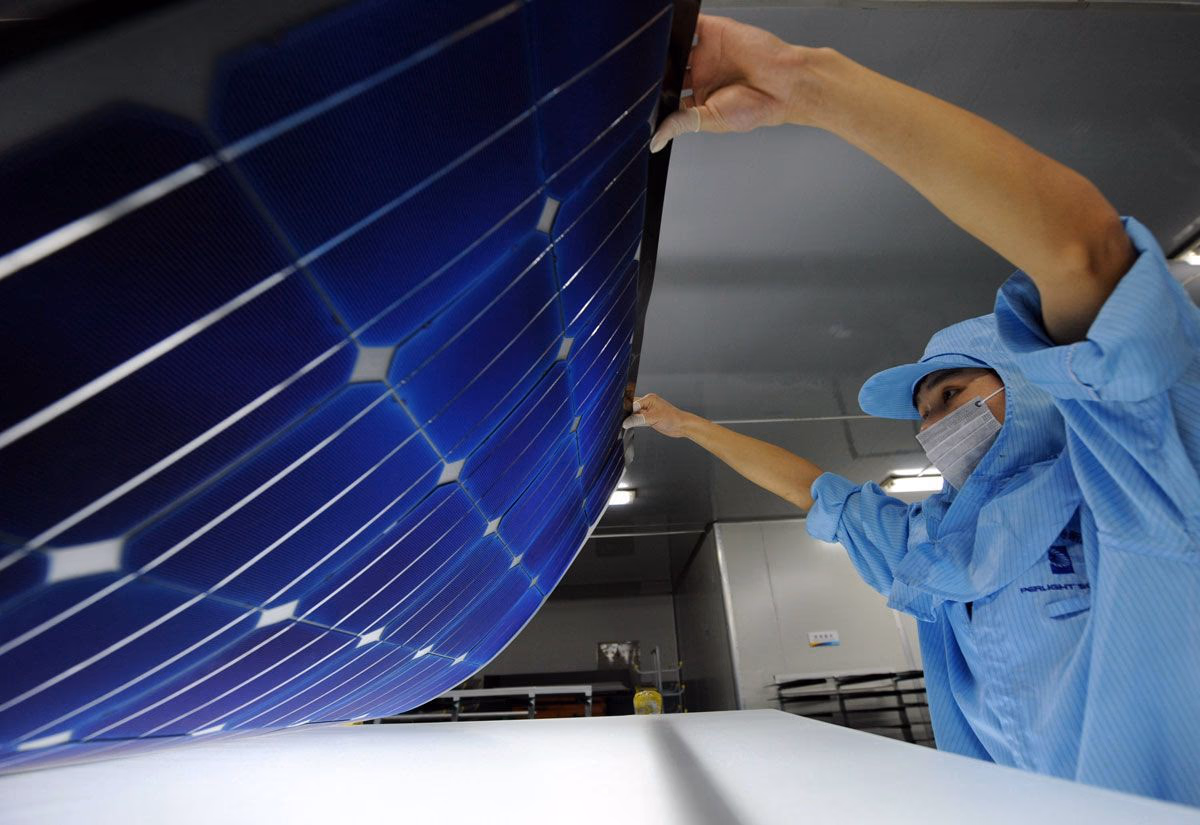 Herstellung von Solarmodulen in Taizhou City in der ostchinesischen Provinz Zhejiang