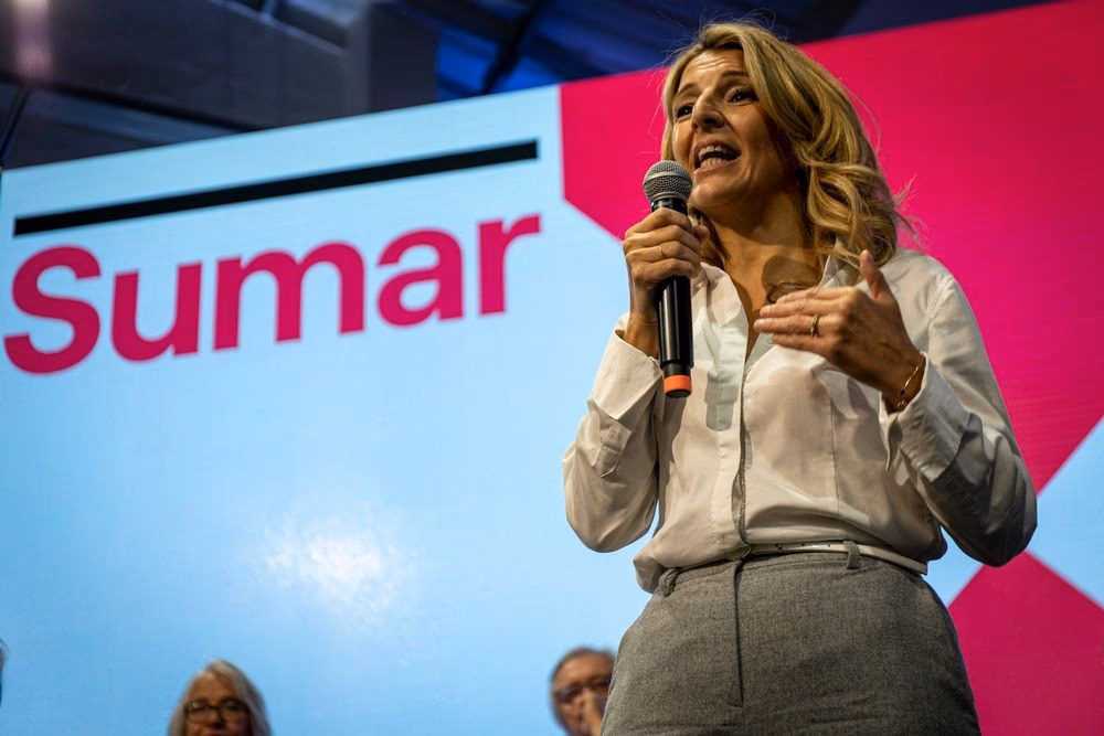 Yolanda Diaz bei der Vorstellung der linken Wahlplattform SUMAR im Januar in Madrid