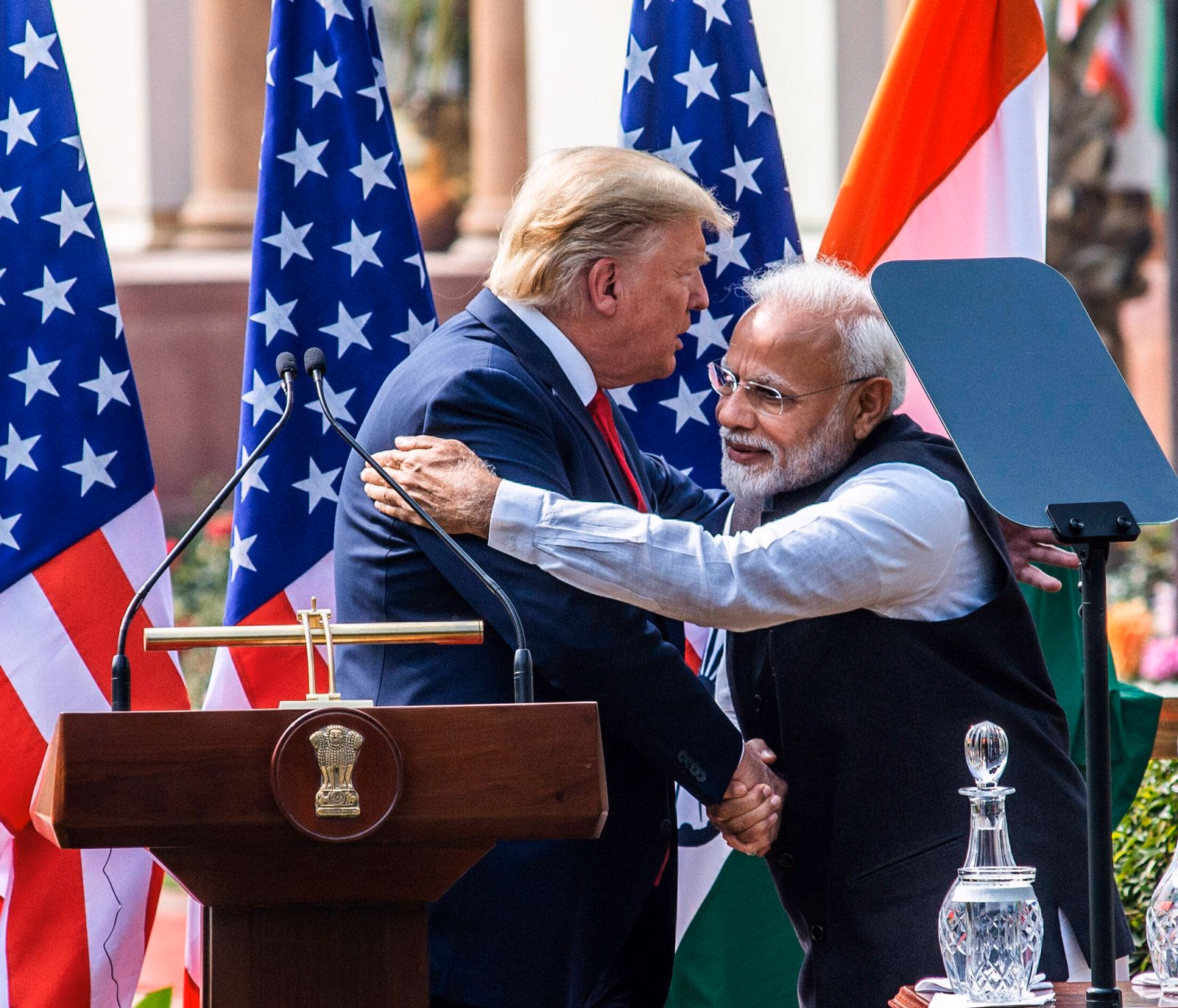 Donald Trump bei einem Treffen mit Narendra Modi in New Dehli im Februar 2020