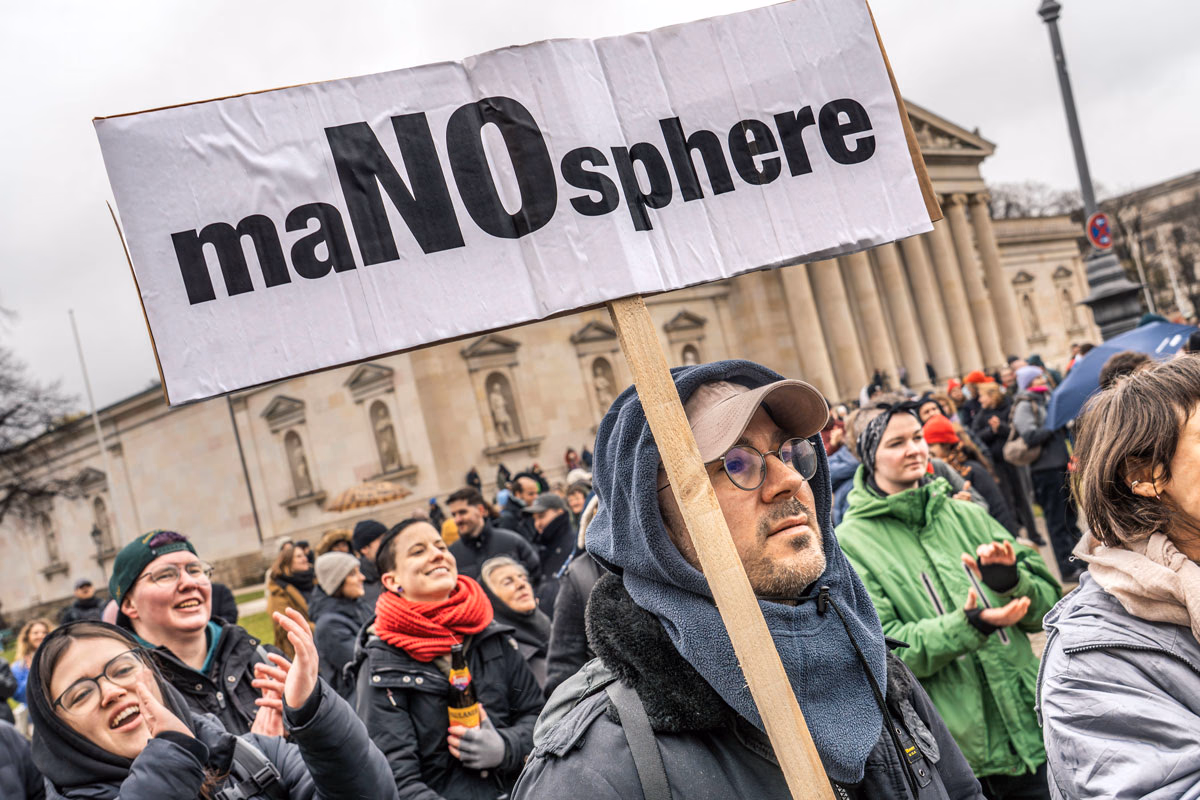 Demonstration gegen sexualisierte Online-Gewalt in München, 29. März 2026.
